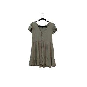 Forever 21 Babydoll Dress Medium Sage Green Excellent Flutter Sleeve Tiered Mini